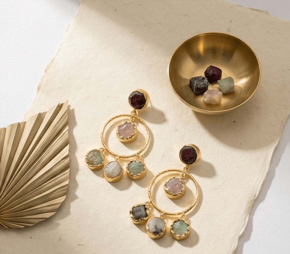 Manira Amethyst Halo Earrings - Aurvi