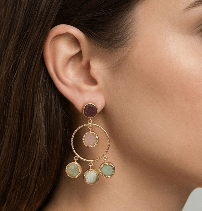 Manira Amethyst Halo Earrings - Aurvi