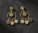Manira Aventurine Halo Earrings - Aurvi