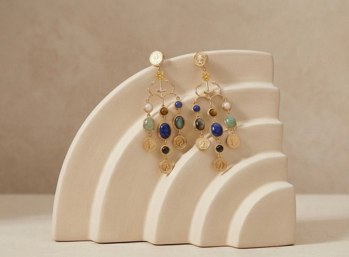 Manira Lapis Lazuli Cascade Earrings - Aurvi