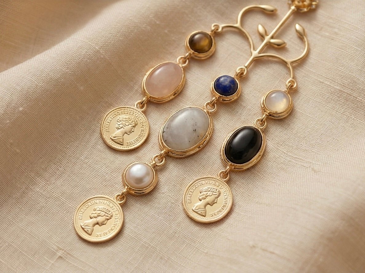 Manira Moonstone Cascade Earrings - Aurvi