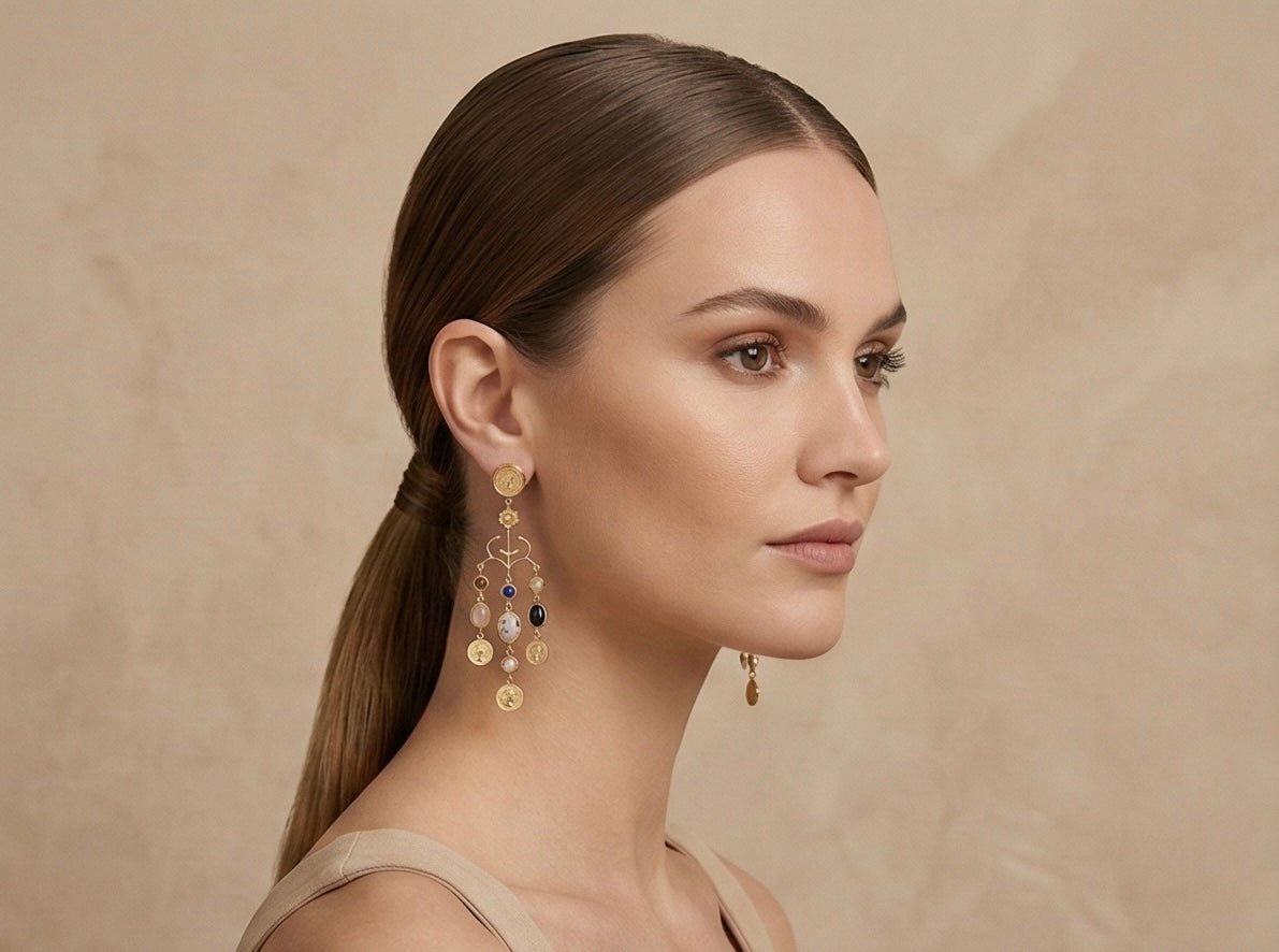 Manira Moonstone Cascade Earrings - Aurvi
