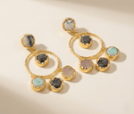 Manira Moonstone Halo Earrings - Aurvi