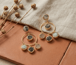 Manira Moonstone Halo Earrings - Aurvi
