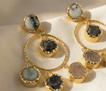 Manira Moonstone Halo Earrings - Aurvi