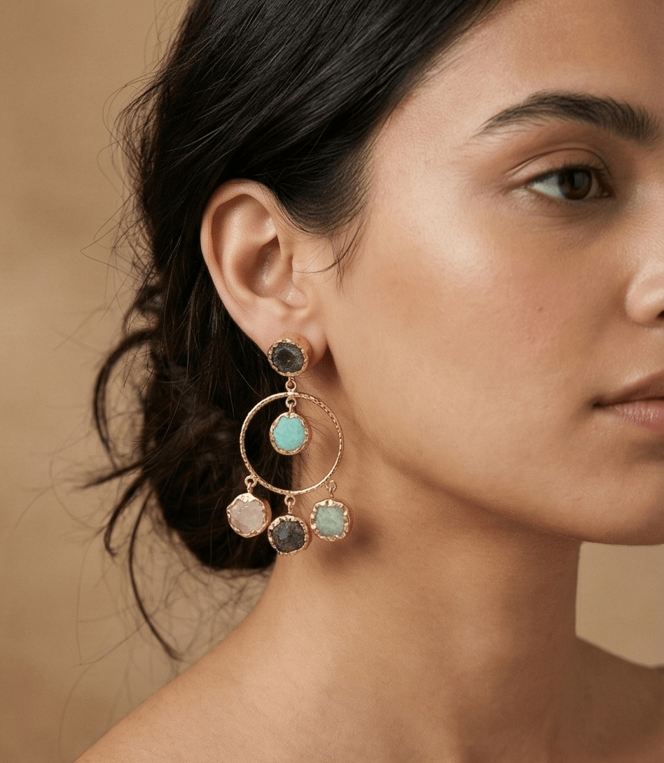 Manira Onyx Halo Earrings - Aurvi