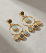 Manira Onyx Halo Earrings - Aurvi