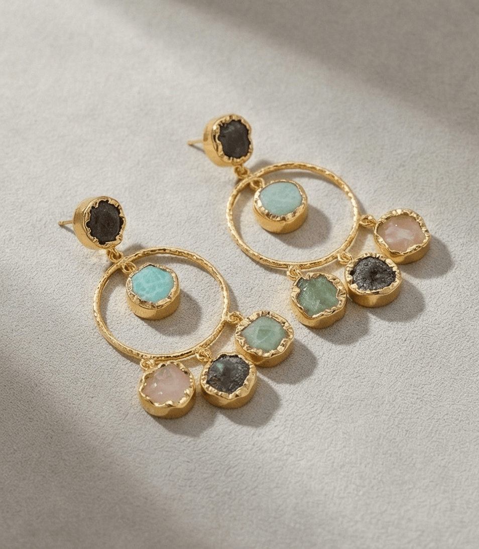 Manira Onyx Halo Earrings - Aurvi