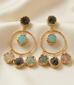 Manira Onyx Halo Earrings - Aurvi