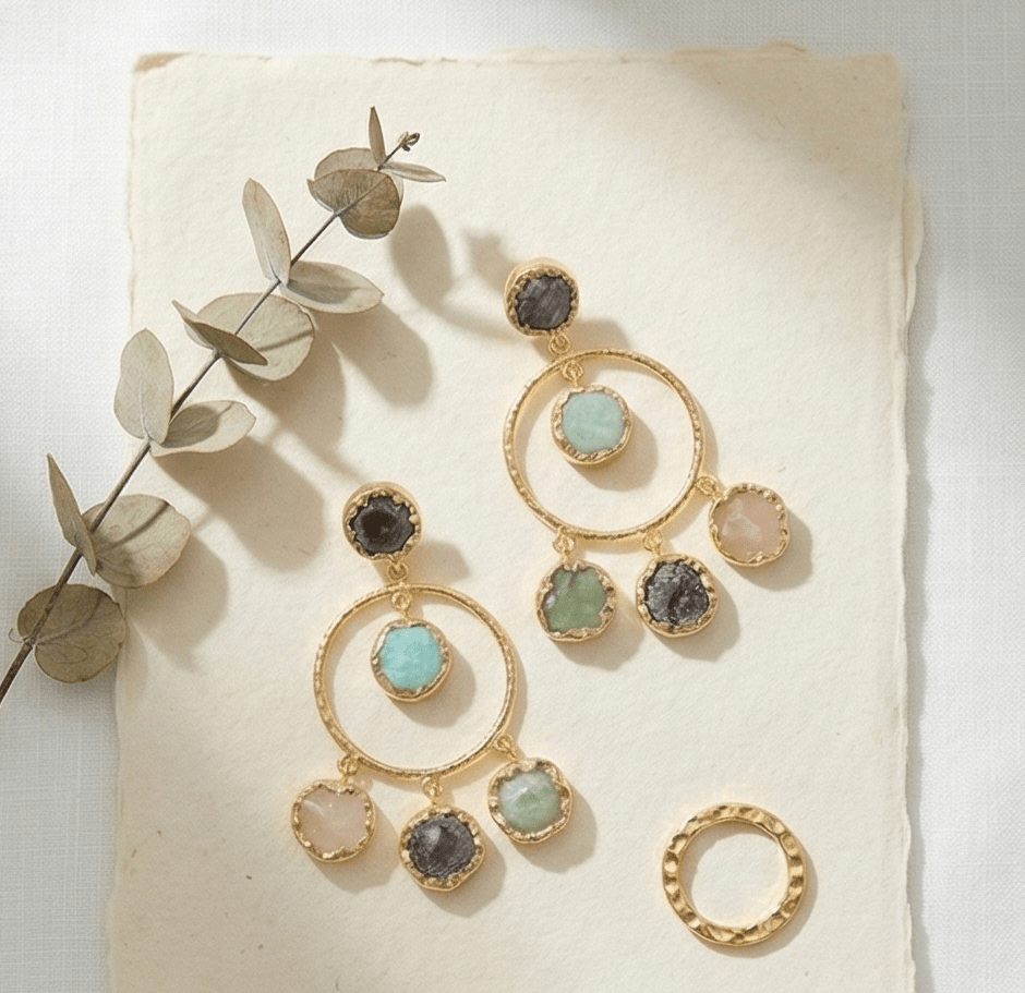 Manira Onyx Halo Earrings - Aurvi