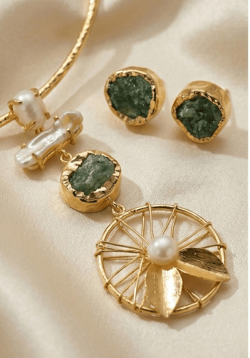 Mriga Carnelian Flowline Choker Set - Aurvi