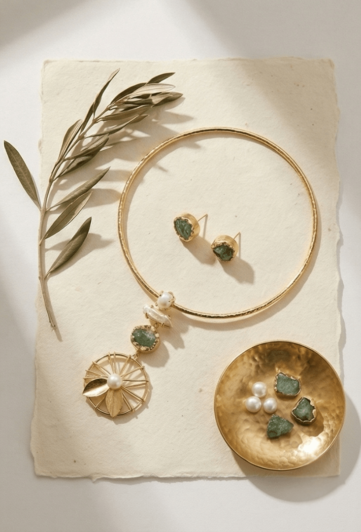 Mriga Carnelian Flowline Choker Set - Aurvi