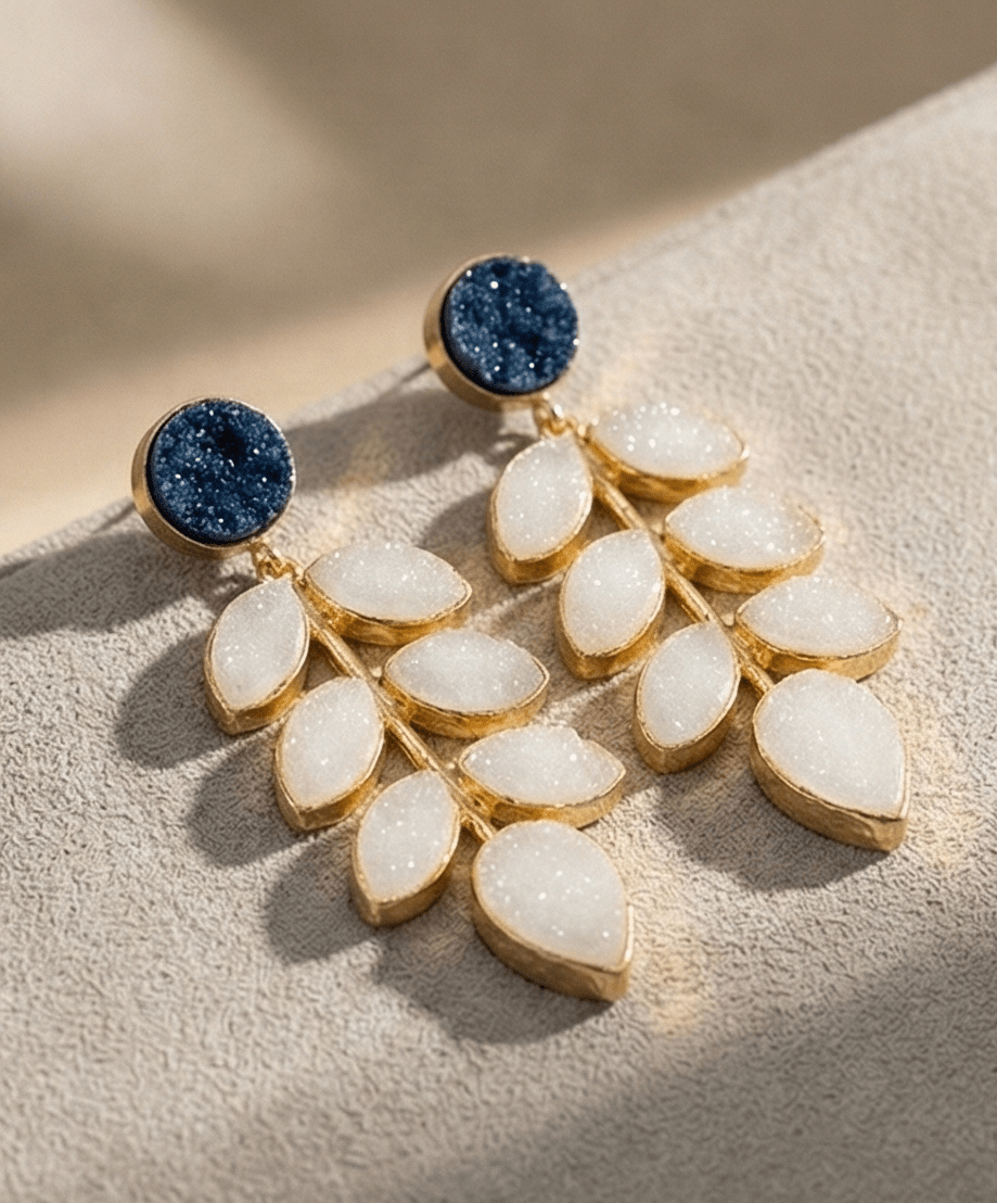 Nirva Leaf Drop Earrings - Aurvi