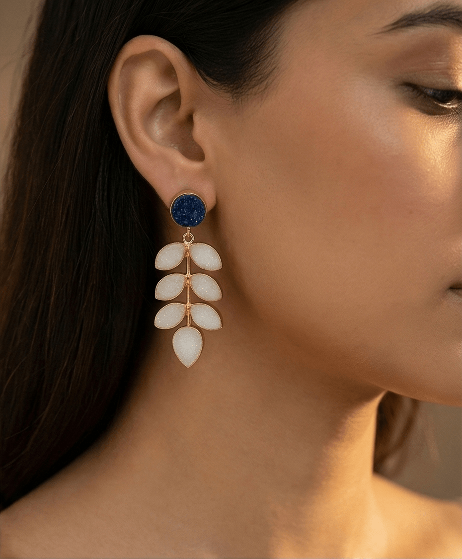 Nirva Leaf Drop Earrings - Aurvi