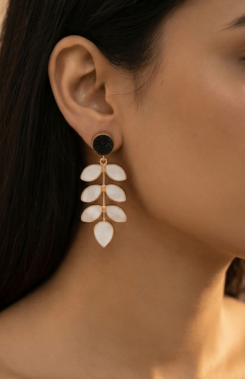 Nishka Leaf Drop Earrings - Aurvi