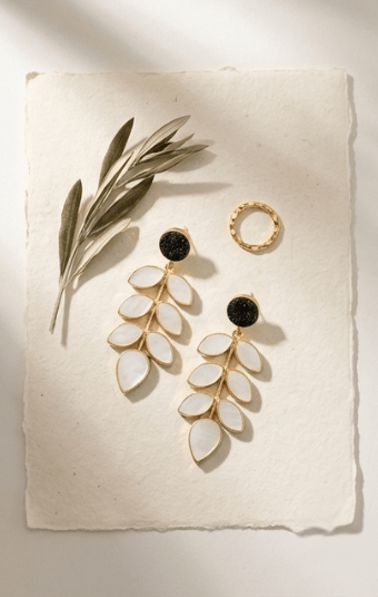 Nishka Leaf Drop Earrings - Aurvi