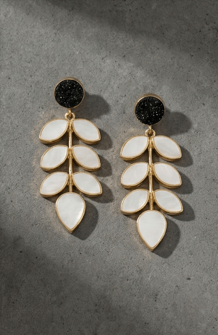 Nishka Leaf Drop Earrings - Aurvi