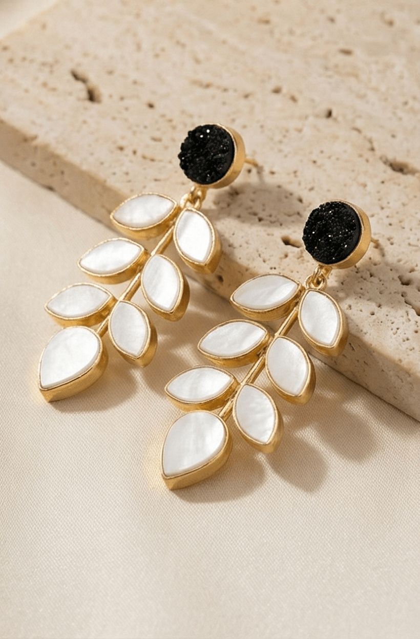 Nishka Leaf Drop Earrings - Aurvi
