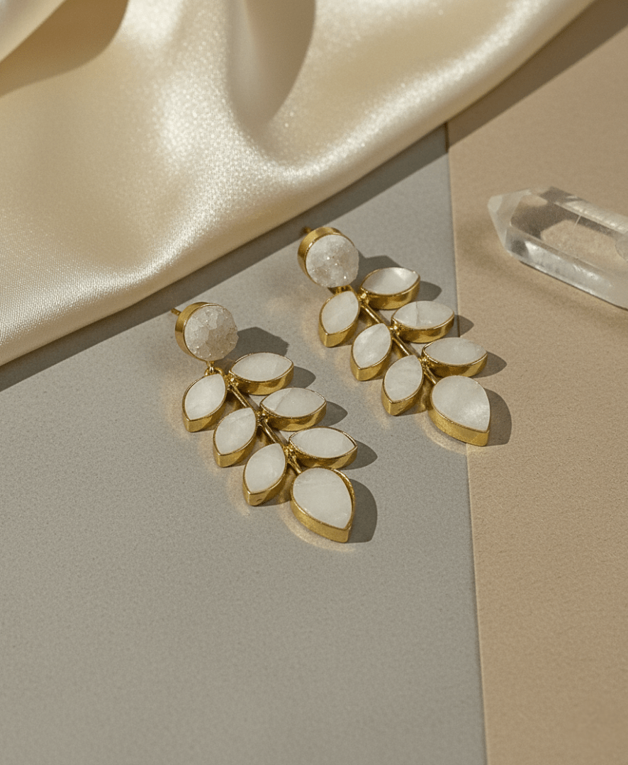 Niva Leaf Drop Earrings - Aurvi