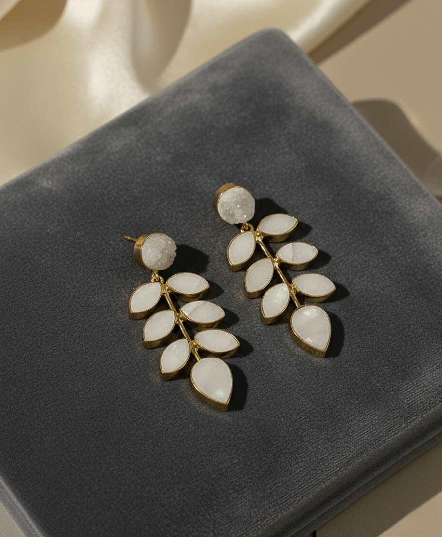 Niva Leaf Drop Earrings - Aurvi