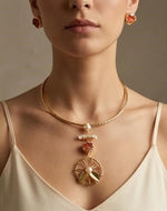 Ruhira Carnelian Flowline Choker Set - Aurvi