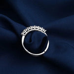 Silver Plated American Diamond Studded Contemporary Anti Tarnish Adjustable Round Finger Ring - Aurvi