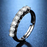 Silver Plated American Diamond Studded Contemporary Anti Tarnish Adjustable Round Finger Ring - Aurvi
