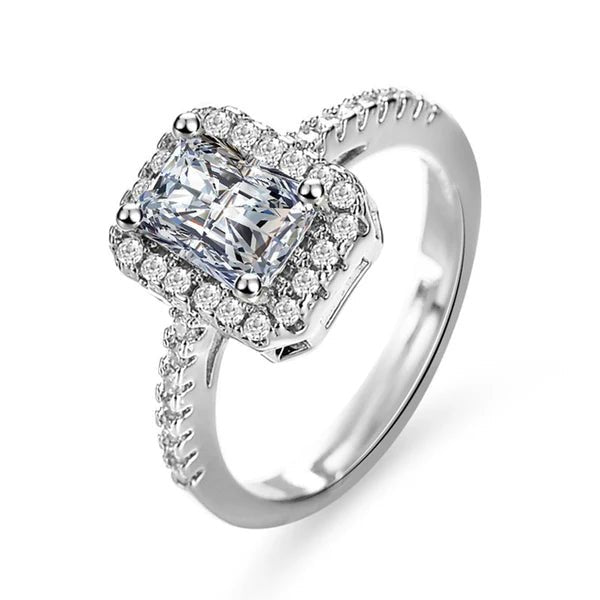 Silver Plated American Diamond Studded Rectangular Anti Tarnish Adjustable Finger Ring - Aurvi