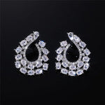 Silver Plated Anti Tarnish American Diamond Studded Contemporary Teardrop Earrings - Aurvi