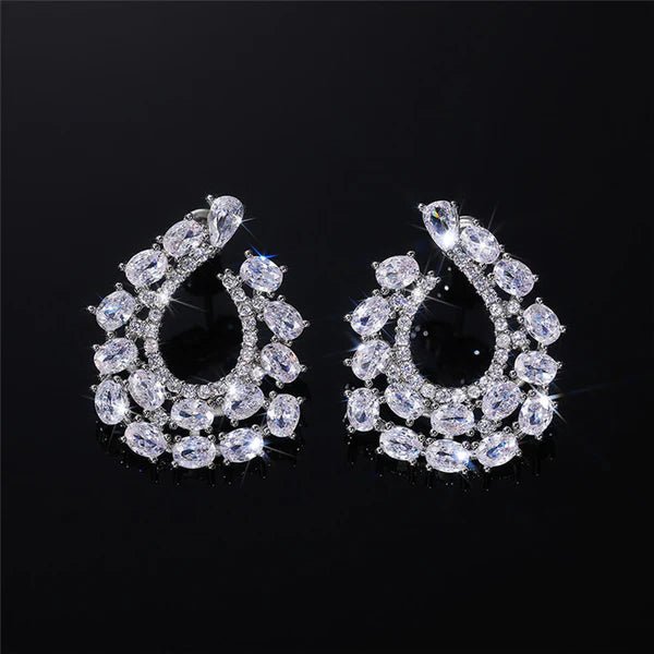 Silver Plated Anti Tarnish American Diamond Studded Contemporary Teardrop Earrings - Aurvi