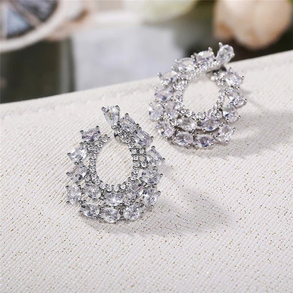 Silver Plated Anti Tarnish American Diamond Studded Contemporary Teardrop Earrings - Aurvi