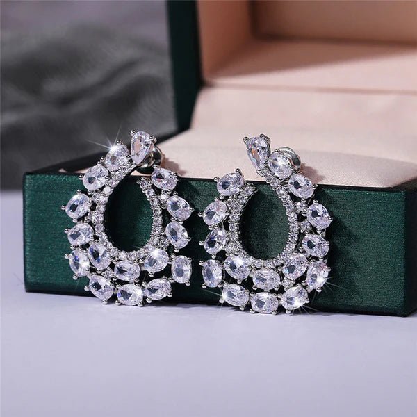 Silver Plated Anti Tarnish American Diamond Studded Contemporary Teardrop Earrings - Aurvi