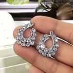 Silver Plated Anti Tarnish American Diamond Studded Contemporary Teardrop Earrings - Aurvi