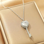 Silver Plated Anti Tarnish American Diamond Studded Heart Key Pendant - Aurvi