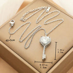 Silver Plated Anti Tarnish American Diamond Studded Heart Key Pendant - Aurvi