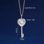 Silver Plated Anti Tarnish American Diamond Studded Heart Key Pendant - Aurvi
