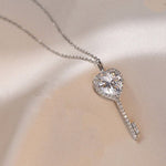 Silver Plated Anti Tarnish American Diamond Studded Heart Key Pendant - Aurvi