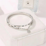 Silver Plated Roman Numbers Engraved Stone Studded Korean Bracelet - Aurvi