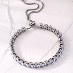 Silver Plated Square Cut Cubic Zirconia White Matrix Anti Tarnish Tennis Bracelet - Aurvi
