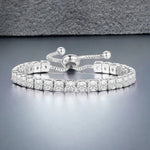 Silver Plated Square Cut Cubic Zirconia White Matrix Anti Tarnish Tennis Bracelet - Aurvi