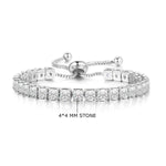 Silver Plated Square Cut Cubic Zirconia White Matrix Anti Tarnish Tennis Bracelet - Aurvi