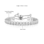 Silver Plated Square Cut Cubic Zirconia White Matrix Anti Tarnish Tennis Bracelet - Aurvi