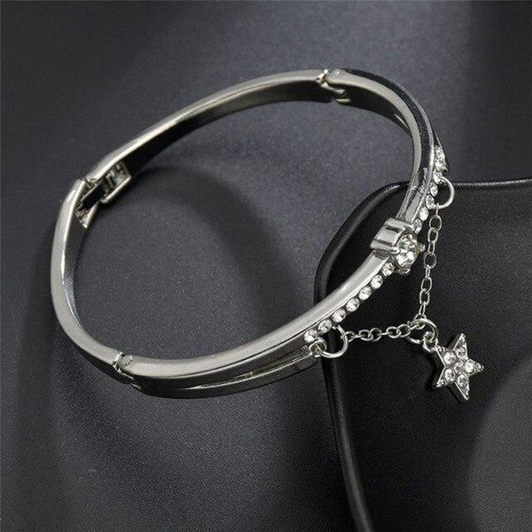 Silver Plated Star inspired Stone Studded Korean Bracelet - Aurvi