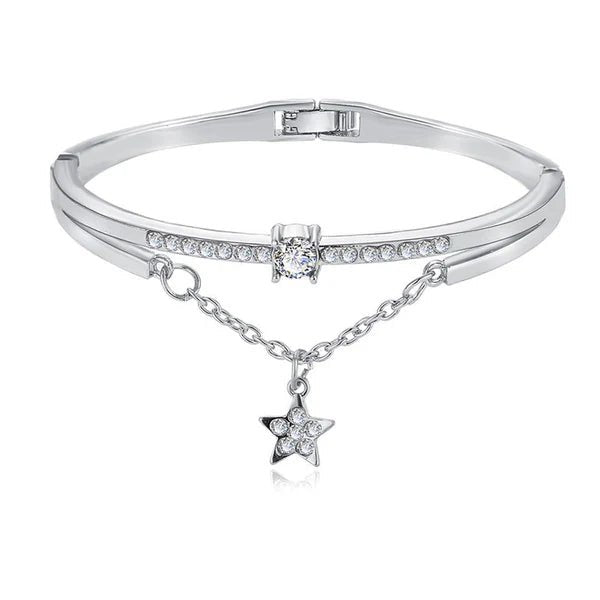 Silver Plated Star inspired Stone Studded Korean Bracelet - Aurvi