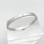 Stainless Steel Silver - Plated Floral American Diamond Studded Bangle - Style Anti - Tarnish Bracelet - Aurvi