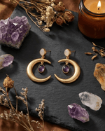 Viona Rose Quartz Moon Danglers - Aurvi